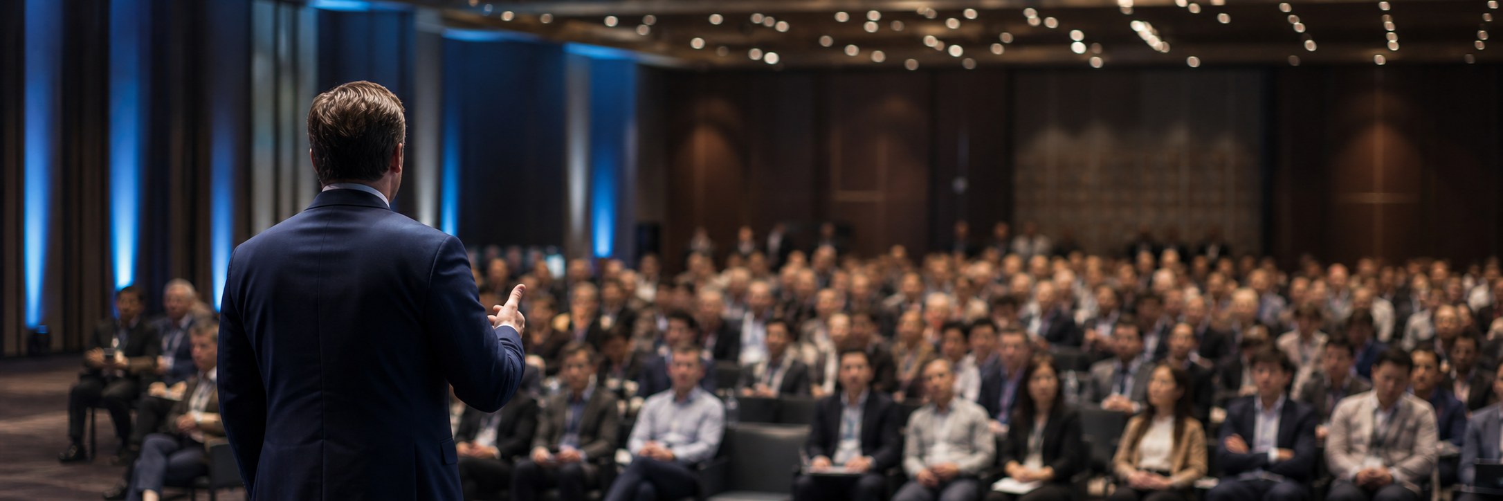 Keynote speaker addressing an international professional audience